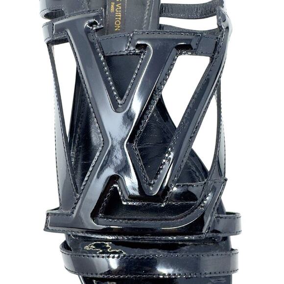 Louis Vuitton Black Patent Leather Sandals - Picture 2 of 9